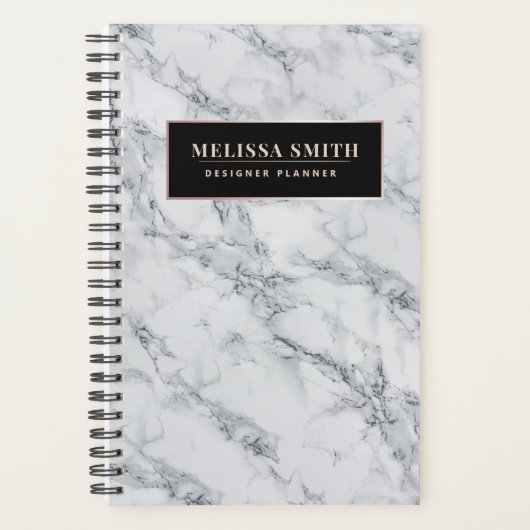 Feminine en minimale witte marmer planner (Voorkant)