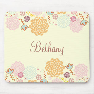 Feminine Fancy Modern Floral, gepersonaliseerd Muismat