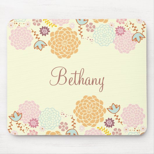Feminine Fancy Modern Floral, gepersonaliseerd Muismat (Voorkant)