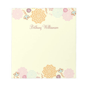 Feminine Fancy Modern Floral, gepersonaliseerd Notitieblok