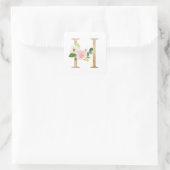 Feminine Faux Gold Foil Bloembrief H Monogram Vierkante Sticker (Tas)