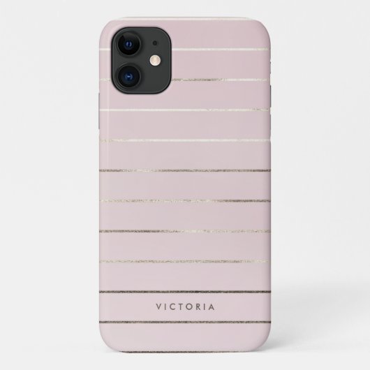 Feminine Faux Gold Folie Stripes Patroon Blush Pin Case-Mate iPhone Case (Achterkant)