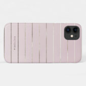 Feminine Faux Gold Folie Stripes Patroon Blush Pin Case-Mate iPhone Case (Achterkant (horizontaal))