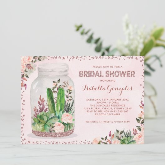 Feminine Fiesta Vrijgezellenfeest Floral Terrarium Kaart (Staand voorkant)