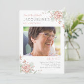 Feminine Floral 60th Birthday Invitation Kaart (Staand voorkant)