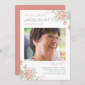 Feminine Floral 60th Birthday Invitation Kaart (Voorkant / Achterkant)