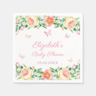 Feminine Floral Butterfly Garden Pastel Birthday Servet