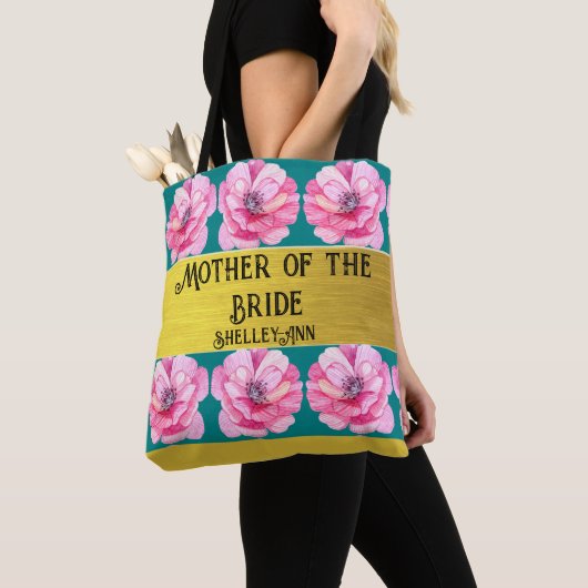  Feminine Floral Moeder van de Bride Groom Tote Bag (Dichtbij)