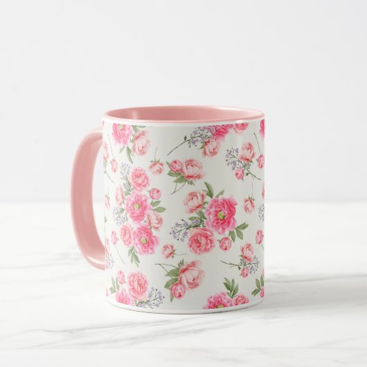 Feminine Floral Pattern Mok (Voorkant links)