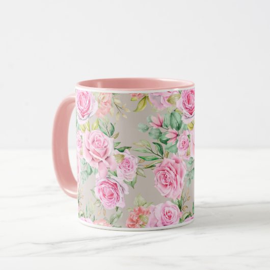 Feminine Floral Pattern Mok (Voorkant links)