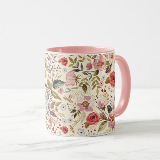 Feminine Floral Pattern Mok (Voorkant rechts)