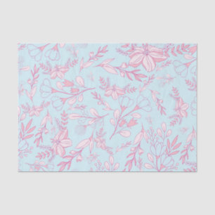 Feminine Floral Pattern Roze en Blauw Tissuepapier