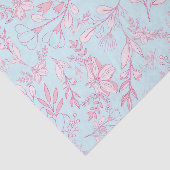 Feminine Floral Pattern Roze en Blauw Tissuepapier (Detail)