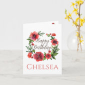 Feminine Floral Poppy Birthday Card voor haar Kaart (Gele Bloem)