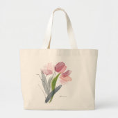 Feminine Floral tulpt groene bladeren Grote Canvas Grote Tote Bag (Voorkant)