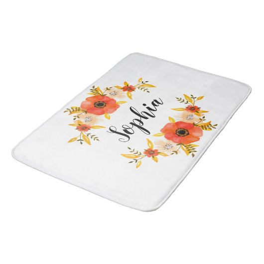 Feminine Floral Waterverf met aangepaste tekst Badmat (Gekanteld)