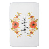 Feminine Floral Waterverf met aangepaste tekst Badmat (Voorkant Verticaal)