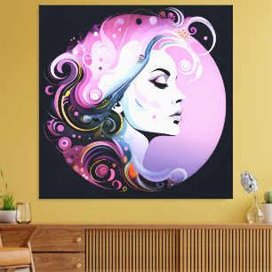 "Feminine Flourish" Vrouwelijke Schoonheid Canvas Afdruk