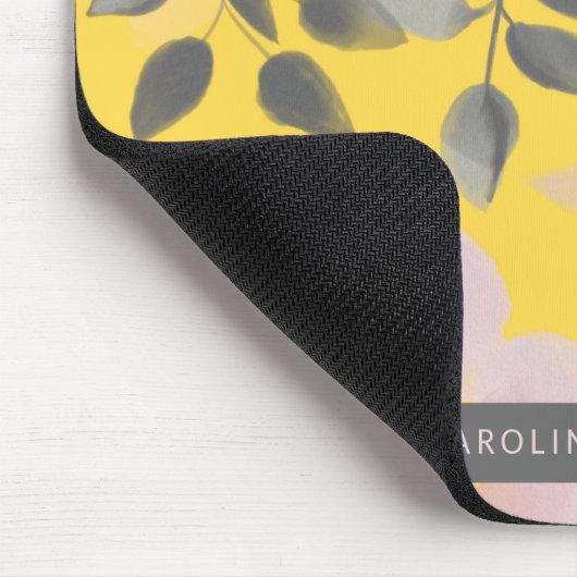 Feminine Geel Roze grijze Florenz met Jouw naam Muismat (Hoek)