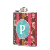 Feminine Glitter en Floral Monogram Heupfles (Links)