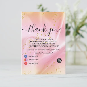 Feminine Gold en roze glitter Bedankkaart