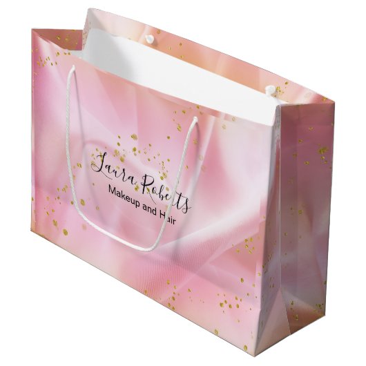 Feminine Gold en roze glitter Groot Cadeauzakje (Voorkant Gekanteld)