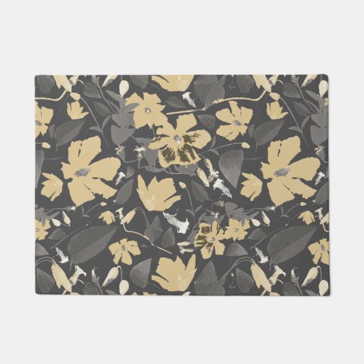 Feminine Gold Grey Floral Pattern Deurmat (Voorkant)