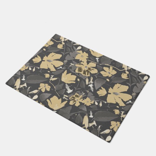 Feminine Gold Grey Floral Pattern Deurmat (Schuin)