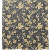 Feminine Gold Grey Floral Pattern Douchegordijn (Voorkant)