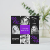 Feminine Graduation Party/Invitation/Paars, Jaar Kaart (Staand voorkant)