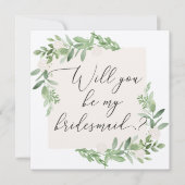 Feminine greenery en blush bridesmaid card kaart (Voorkant)