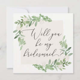 Feminine greenery en blush bridesmaid card kaart