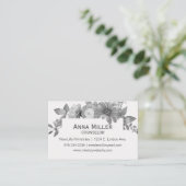 Feminine Grisaille Floral counseling Ministry Visitekaartje (Staand voorkant)