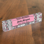 Feminine Hues in roze, wit en zwart Naambordje (Zijkant)