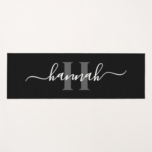 Feminine Large Monogram Script Yogamat (Voorkant (horizontaal))
