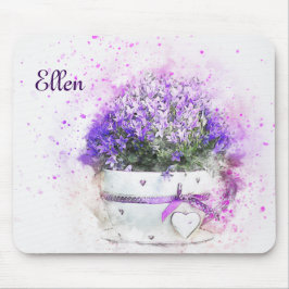 Feminine, lavendel en paarse bloemen, bouquet muismat