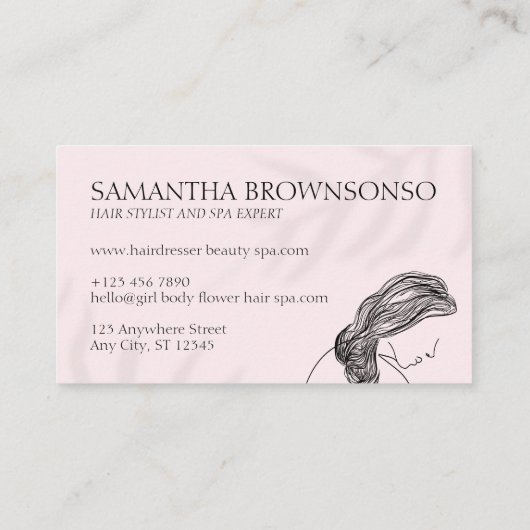 Feminine Light: Roze vrouw in lichaam Hairdresser Visitekaartje (Achterkant)