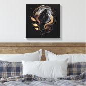 Feminine Line Art with Golden Leaf Flow Canvas Afdruk (Insitu (Slaapkamer))