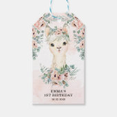 Feminine Llama Blush Pink Floral Greenery Birthday Cadeaulabel (Voorkant)
