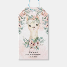 Feminine Llama Blush Pink Floral Greenery Birthday Cadeaulabel