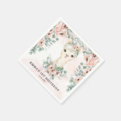 Feminine Llama Blush Pink Floral Greenery Birthday Servet (Hoek)