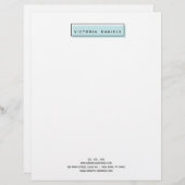 Feminine Logo | Blauw | Minimale professionele pre Briefhoofd (Voorkant / Achterkant)