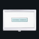 Feminine Logo | Blauw | Professionele merken Visitekaarthouder<br><div class="desc">Maak een geweldige indruk met deze mooie en girale visitekaartje houder. Minimale vormgeving is voorzien van een lichtblauwe rechthoek met een zwarte geometrische grens met jouw naam of bedrijfsnaam in het midden in moderne zwarte letters Dit ontwerp maakt deel uit van een "Feminine Branding"-collectie, overeenkomend letterhoofd, enveloppen, visitekaartje, stickers en...</div>