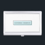 Feminine Logo | Blauw | Professionele merken Visitekaarthouder<br><div class="desc">Maak een geweldige indruk met deze mooie en girale visitekaartje houder. Minimale vormgeving is voorzien van een lichtblauwe rechthoek met een zwarte geometrische grens met jouw naam of bedrijfsnaam in het midden in moderne zwarte letters Dit ontwerp maakt deel uit van een "Feminine Branding"-collectie, overeenkomend letterhoofd, enveloppen, visitekaartje, stickers en...</div>