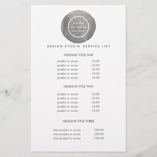 Feminine logo grijs | Prijzen en diensten Flyer (Voorkant)