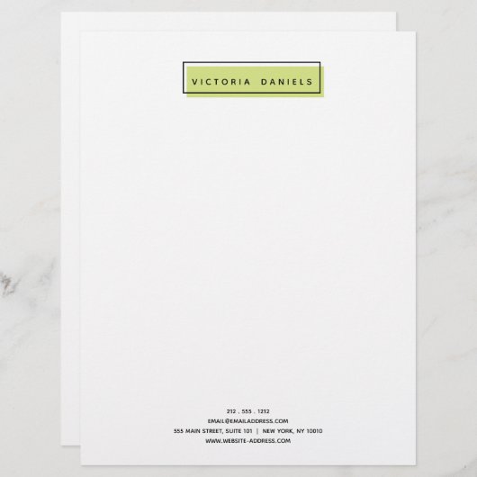 Feminine Logo | Groen | Minimale professionele pre Briefhoofd (Voorkant / Achterkant)