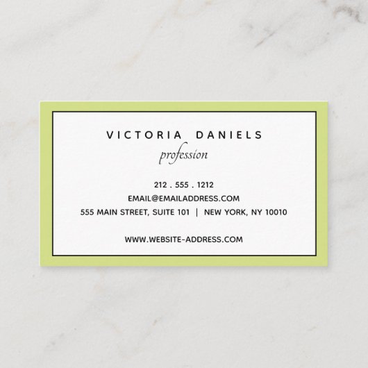 Feminine Logo | Groen | Minimale professionele pre Visitekaartje (Achterkant)