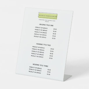 Feminine Logo Groen Prijslijst Salon Spa Reclamebord Met Voetstuk