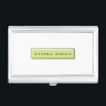 Feminine Logo | Groen | Professionele merken Visitekaarthouder<br><div class="desc">Maak een geweldige indruk met deze mooie en girale visitekaartje houder. Minimale vormgeving is voorzien van een kalkgroene rechthoek met een zwarte geometrische grens met jouw naam of bedrijfsnaam in het midden in moderne zwarte letters Dit ontwerp maakt deel uit van een collectie "Feminine Branding", overeenkomende lettertitel, enveloppen, visitekaartje, stickers...</div>
