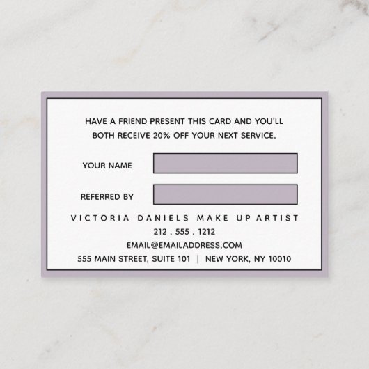 Feminine Logo | Lavender | chic professional Aanbevelingskaartje (Achterkant)